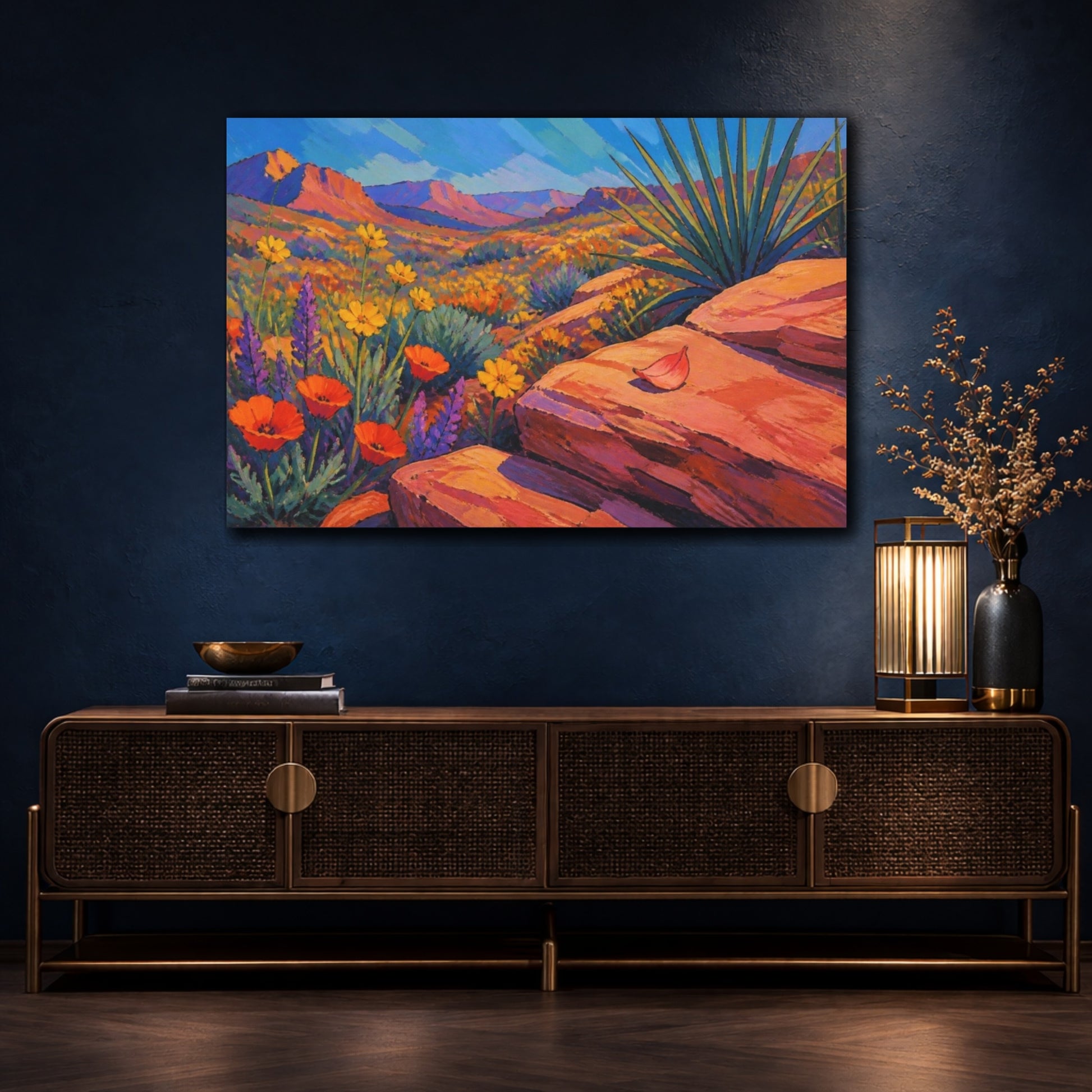 Mockup 4. Nature Wildflower Vista shown as canvas print