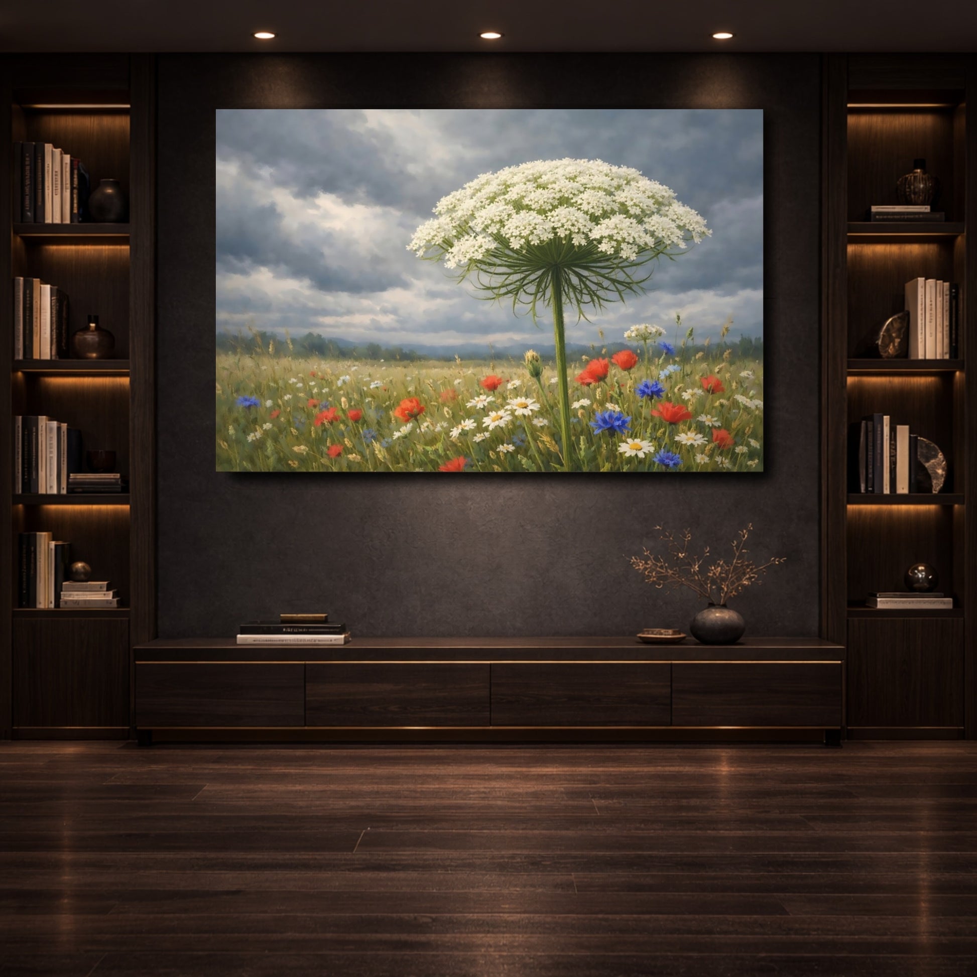 Mockup 3. Nature Wildflower Wildflower Field shown as stretched canvas wall art