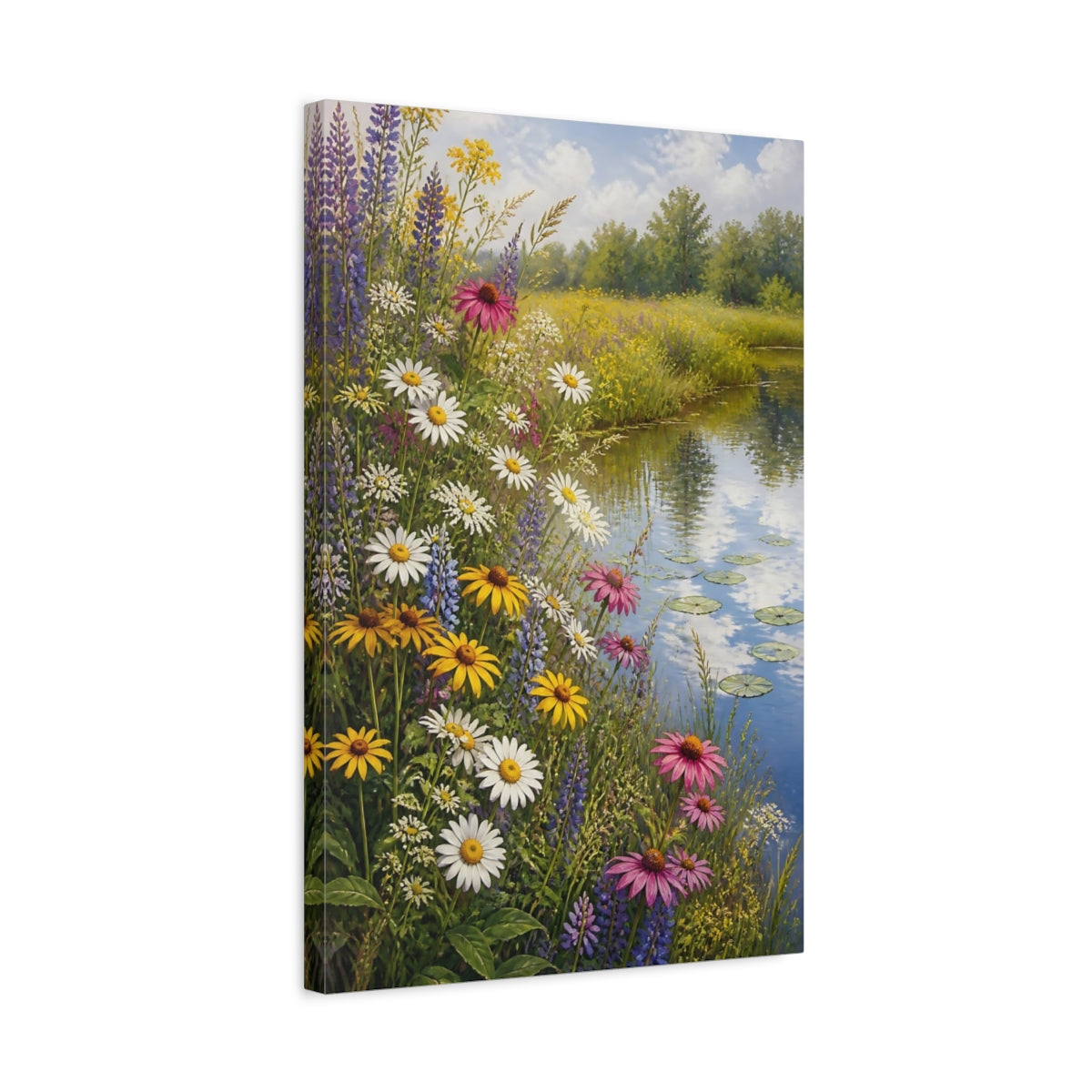 Side Mockup 3. Nature Wildflowers Colorful Wildflowers shown as canvas print