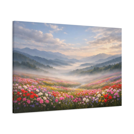 Main Mockup. Nature Wildflowers Colorful Meadow shown as stretched canvas wall art
