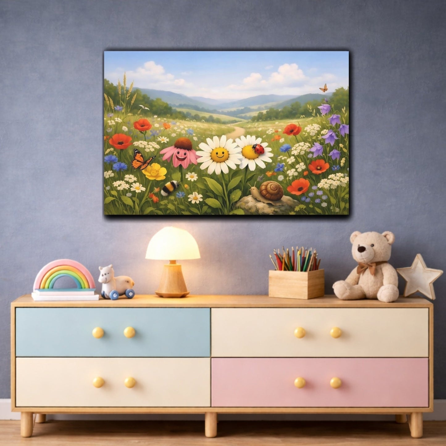 Nature Wildflowers Colorful Meadow - Canvas Wall Art Print - YesArtYes