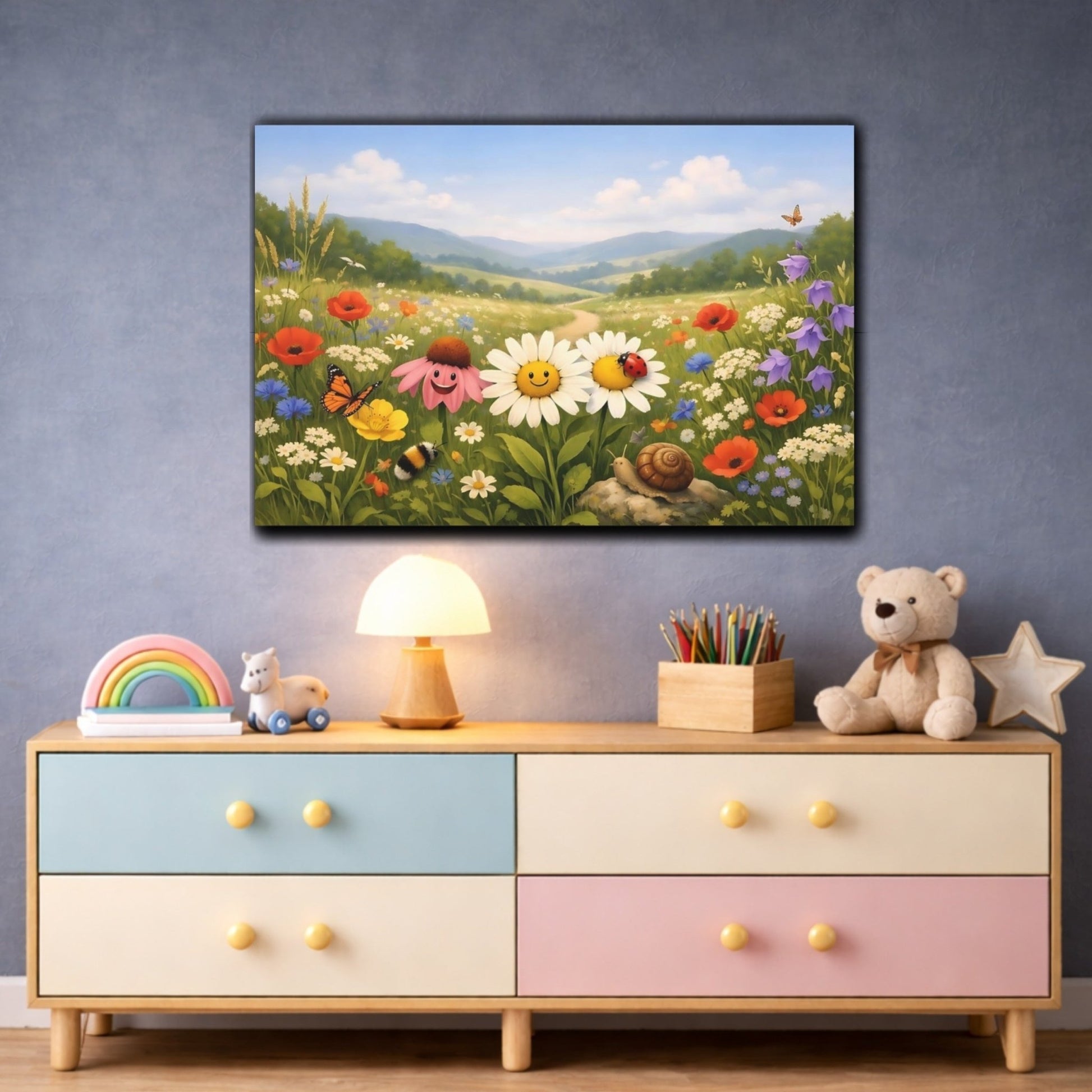 Nature Wildflowers Colorful Meadow - Canvas Wall Art Print - YesArtYes