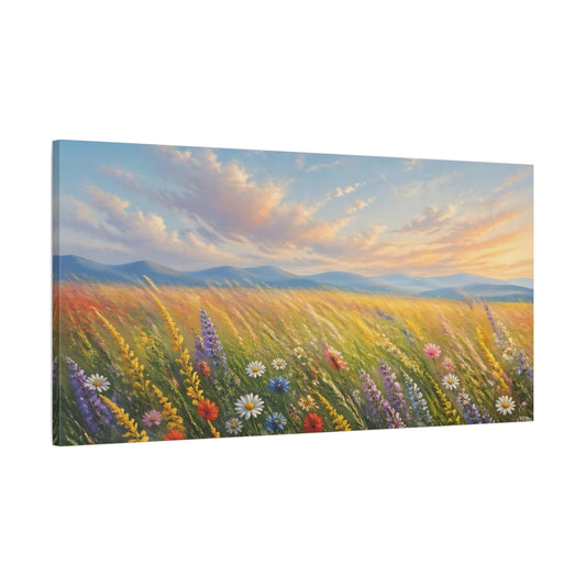 Main Mockup. Nature Wildflowers Colorful Wildflower shown as stretched canvas wall art