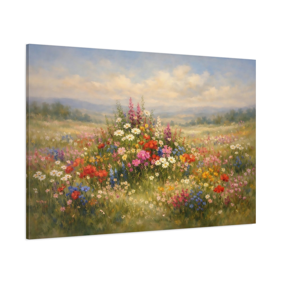 Main Mockup. Nature Wildflowers Colorful Wildflowers shown as stretched canvas wall art