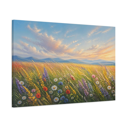 Main Mockup. Nature Wildflowers Colorful Wildflowers shown as stretched canvas wall art