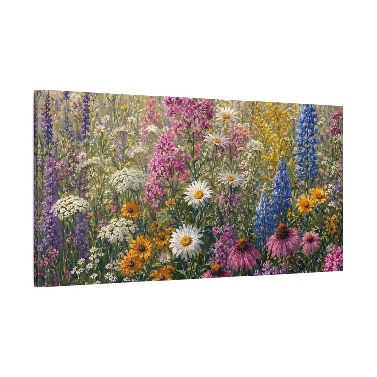 Main Mockup. Nature Wildflowers Colorful Wildflowers shown as stretched canvas wall art