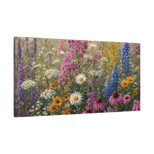 Main Mockup. Nature Wildflowers Colorful Wildflowers shown as stretched canvas wall art