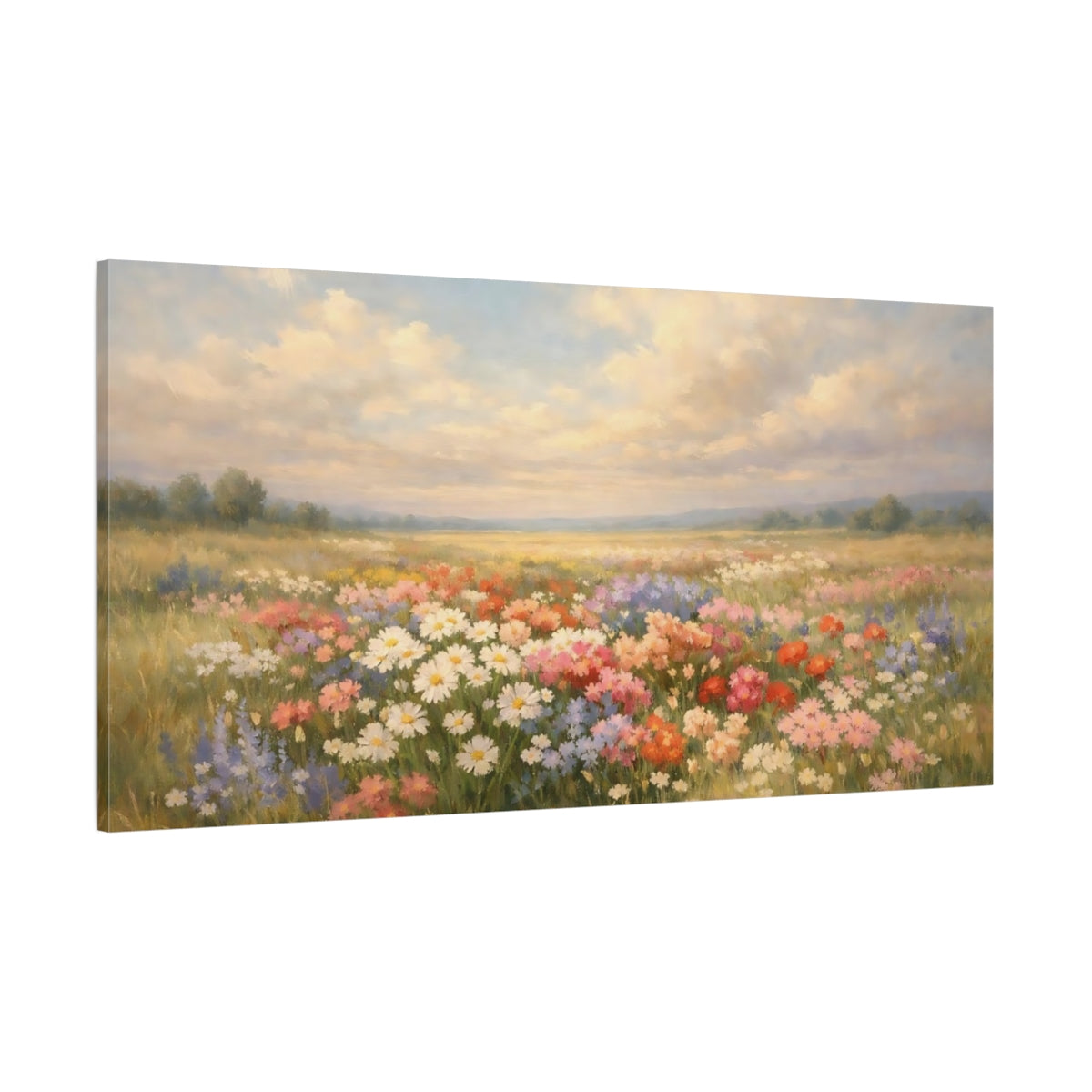 Main Mockup. Nature Wildflowers Colorful Wildflowers shown as stretched canvas wall art