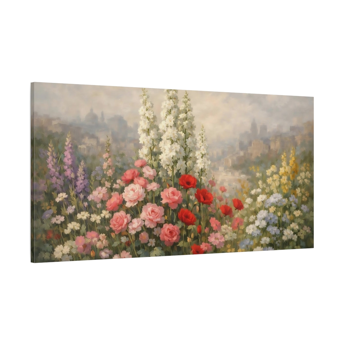 Main Mockup. Nature Wildflowers Colorful Wildflowers shown as stretched canvas wall art