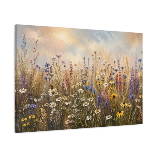 Main Mockup. Nature Wildflowers Colorful Wildflowers shown as stretched canvas wall art