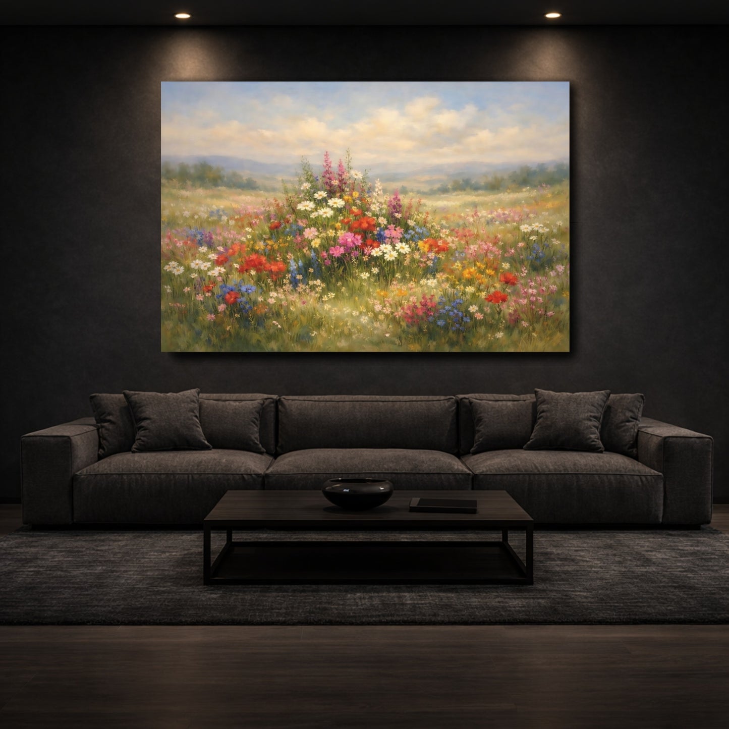 Mockup 2. Nature Wildflowers Colorful Wildflowers shown as stretched canvas wall art