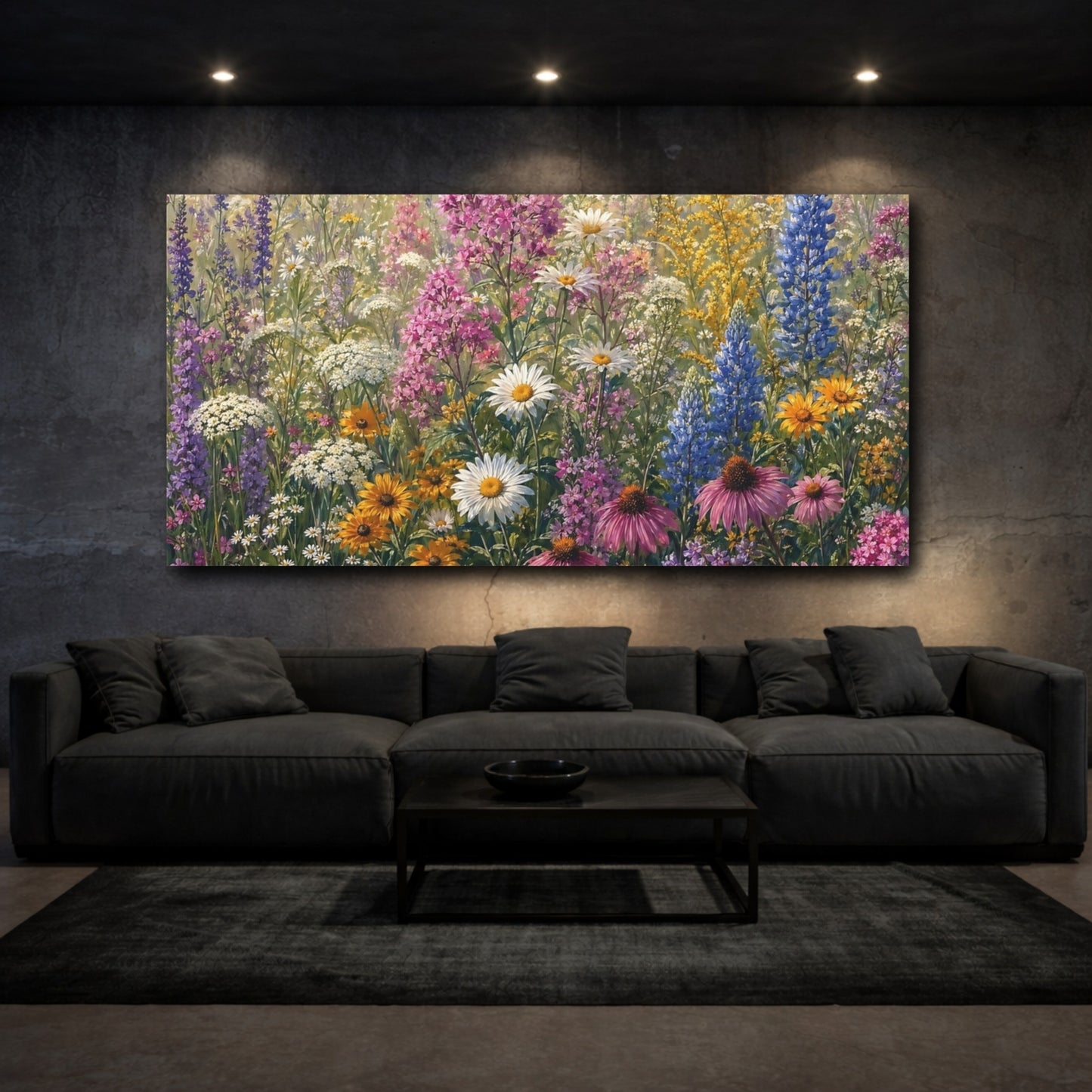 Mockup 2. Nature Wildflowers Colorful Wildflowers shown as stretched canvas wall art