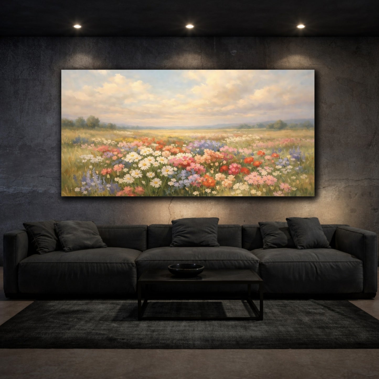 Mockup 2. Nature Wildflowers Colorful Wildflowers shown as stretched canvas wall art