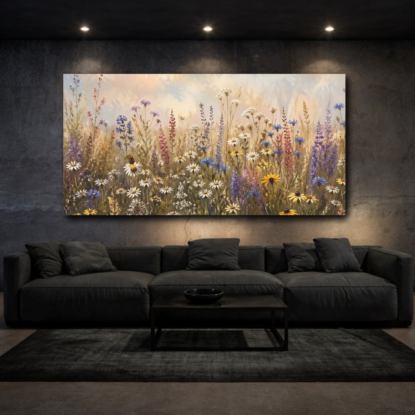 Mockup 2. Nature Wildflowers Colorful Wildflowers shown as stretched canvas wall art