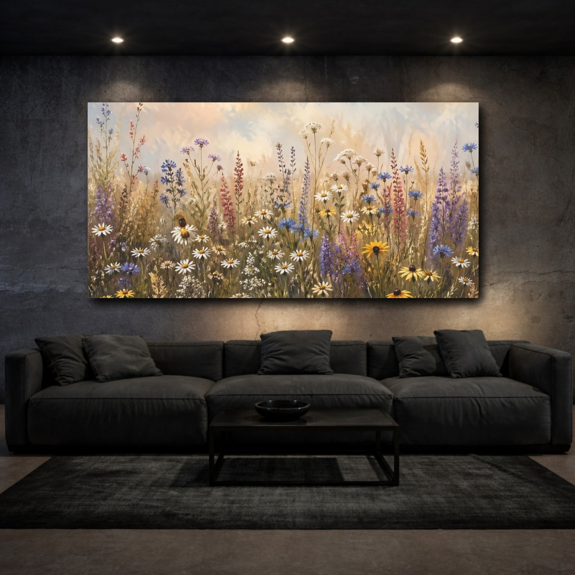 Mockup 2. Nature Wildflowers Colorful Wildflowers shown as stretched canvas wall art