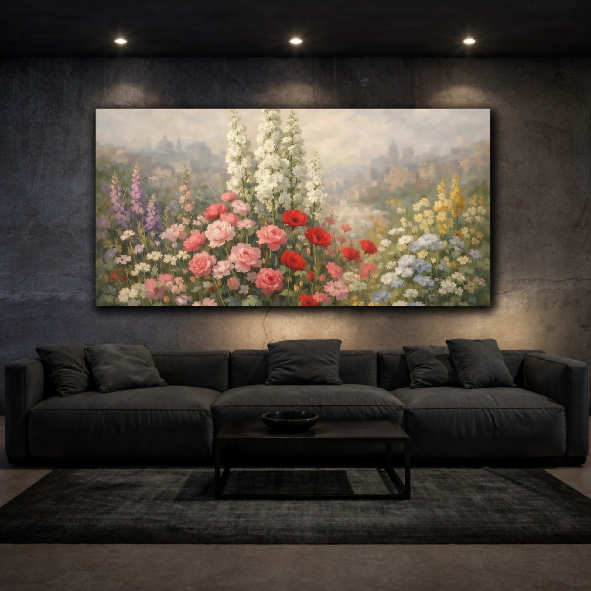 Mockup 2. Nature Wildflowers Colorful Wildflowers shown as stretched canvas wall art