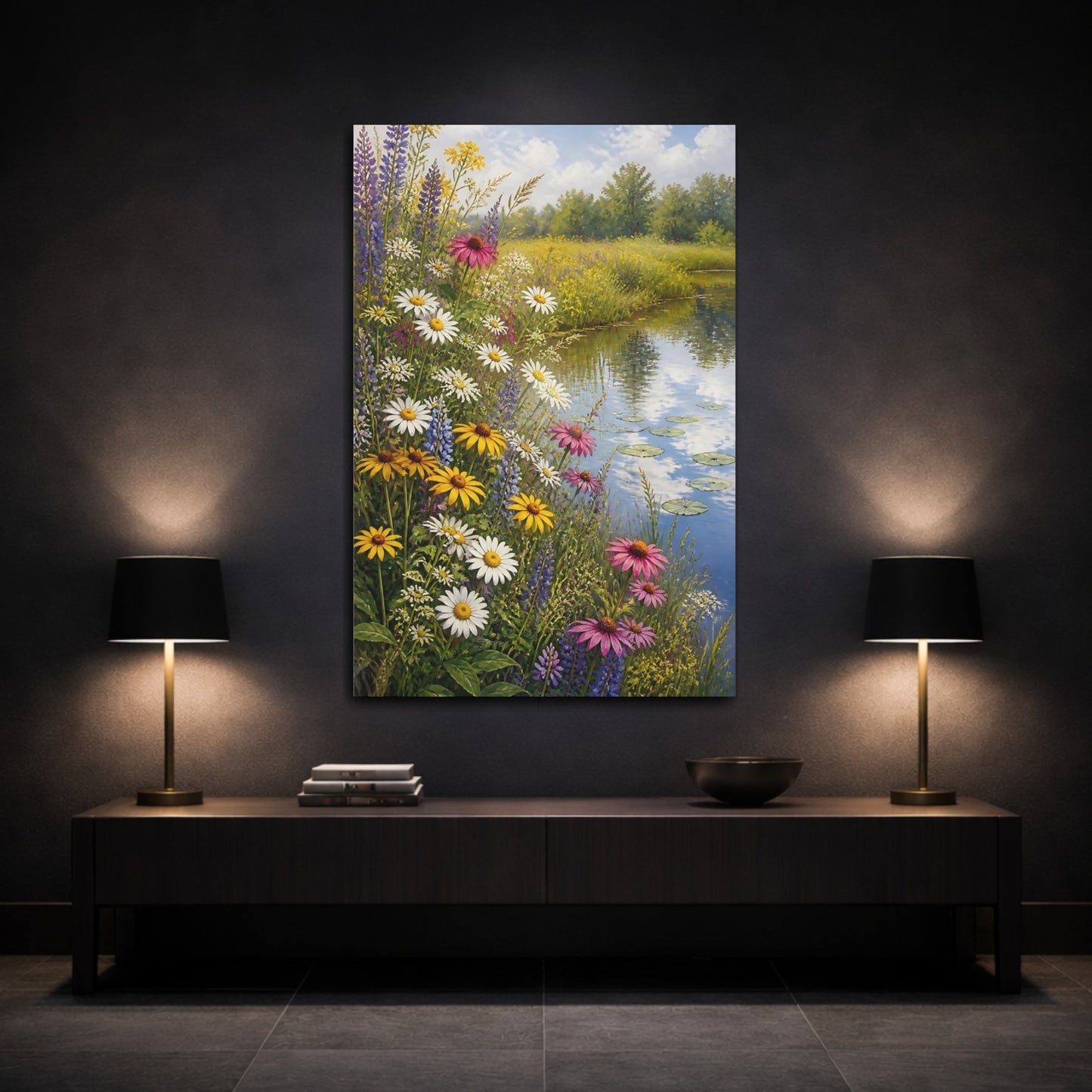 Mockup 3. Nature Wildflowers Colorful Wildflowers shown as canvas print