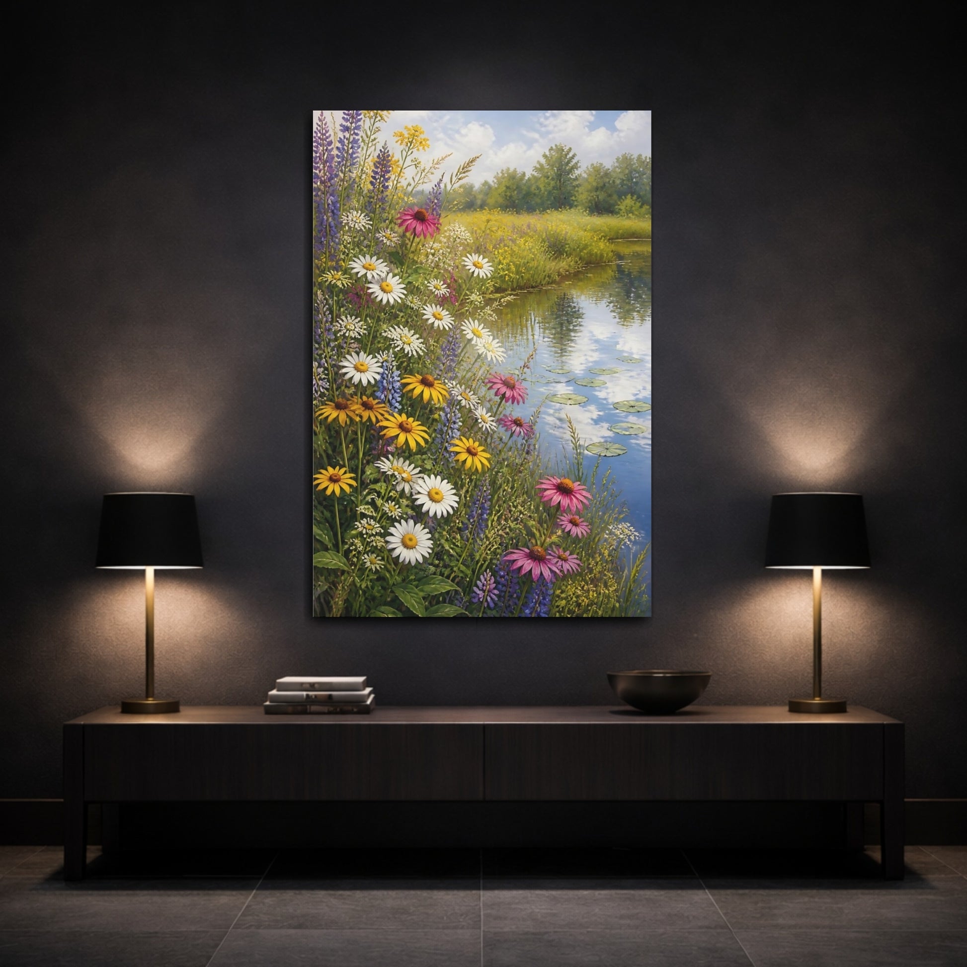Mockup 3. Nature Wildflowers Colorful Wildflowers shown as canvas print