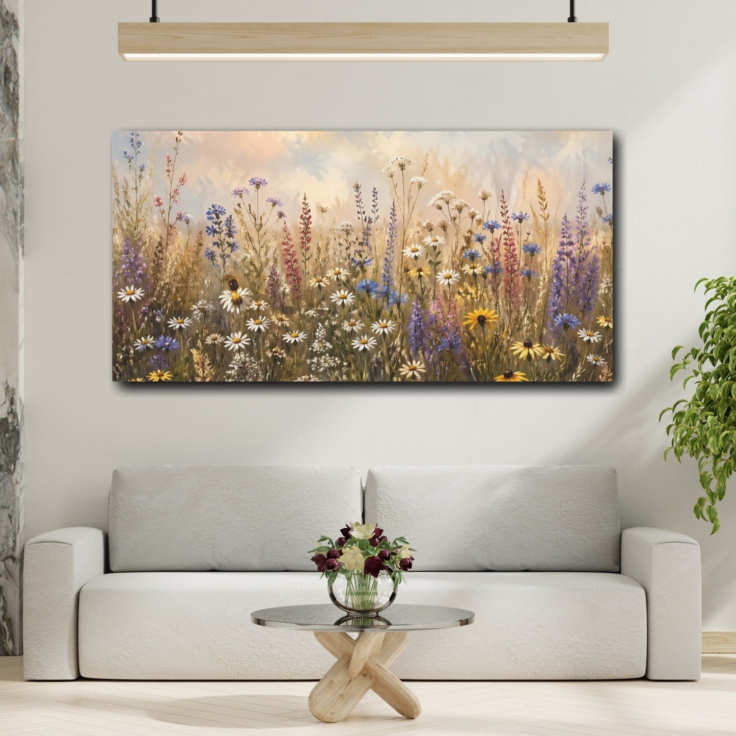 Mockup 3. Nature Wildflowers Colorful Wildflowers shown as stretched canvas wall art