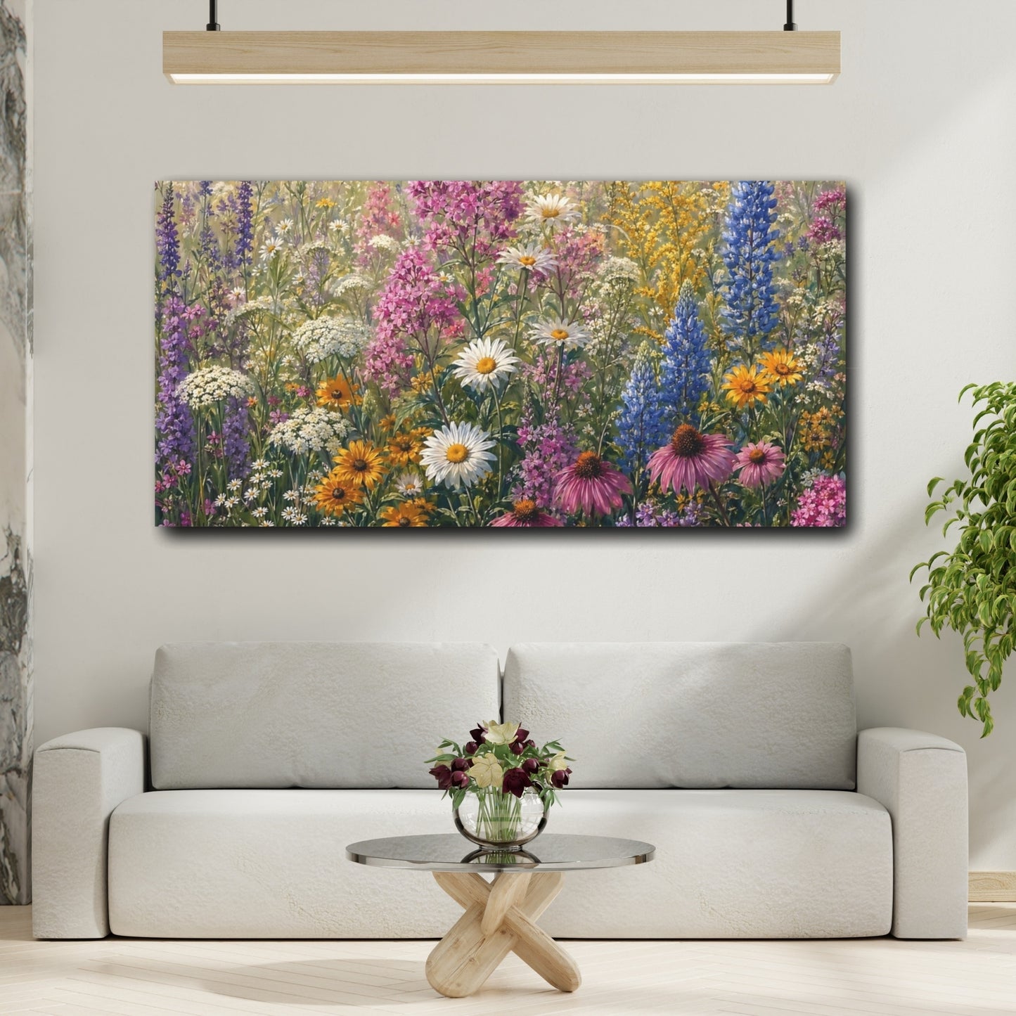 Mockup 3. Nature Wildflowers Colorful Wildflowers shown as stretched canvas wall art