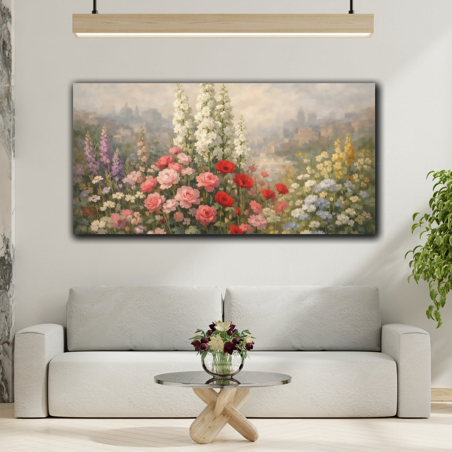 Mockup 3. Nature Wildflowers Colorful Wildflowers shown as stretched canvas wall art