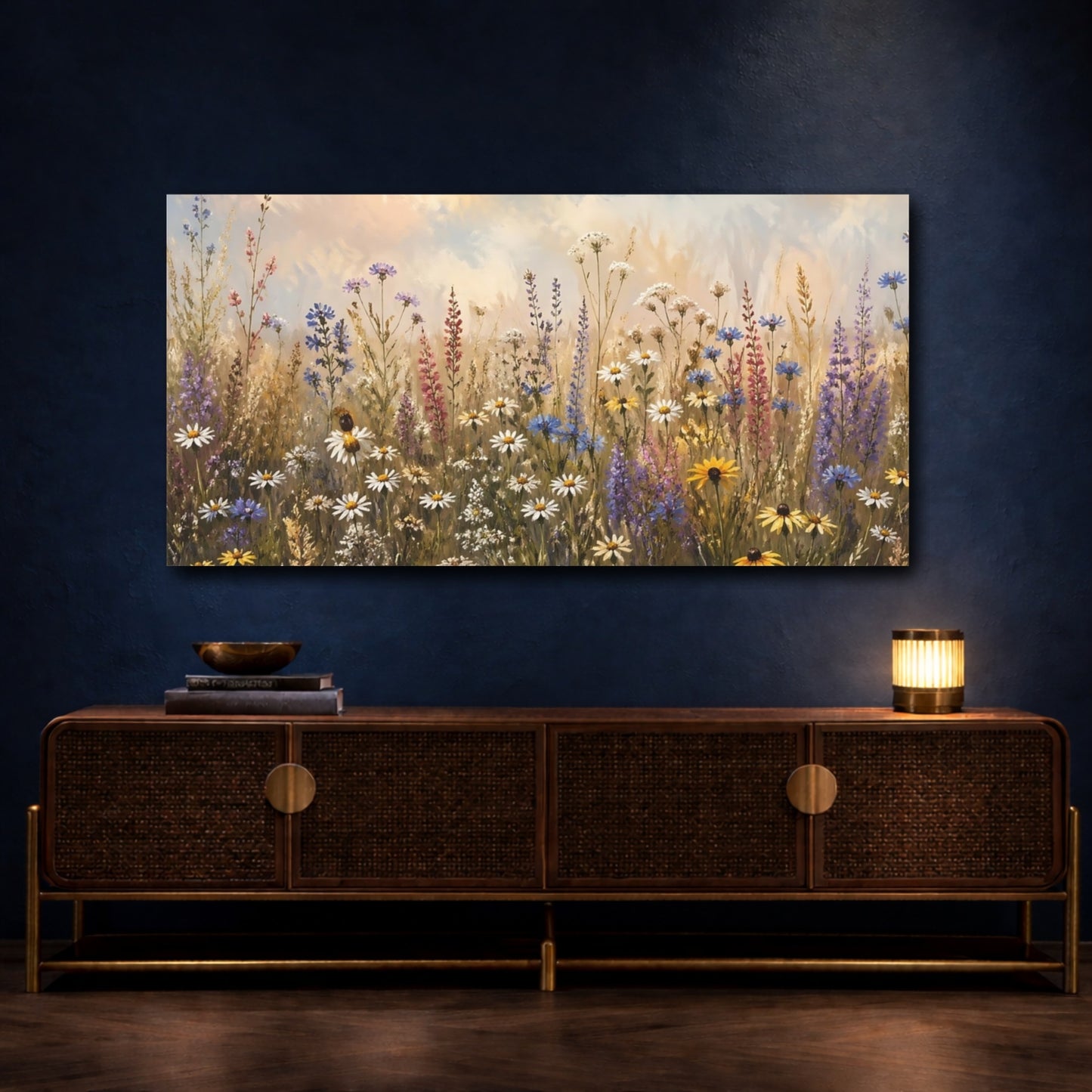 Mockup 4. Nature Wildflowers Colorful Wildflowers shown as stretched canvas wall art