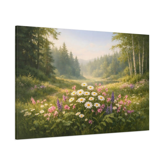 Nature Wildflowers Forest shown as stretched canvas wall art