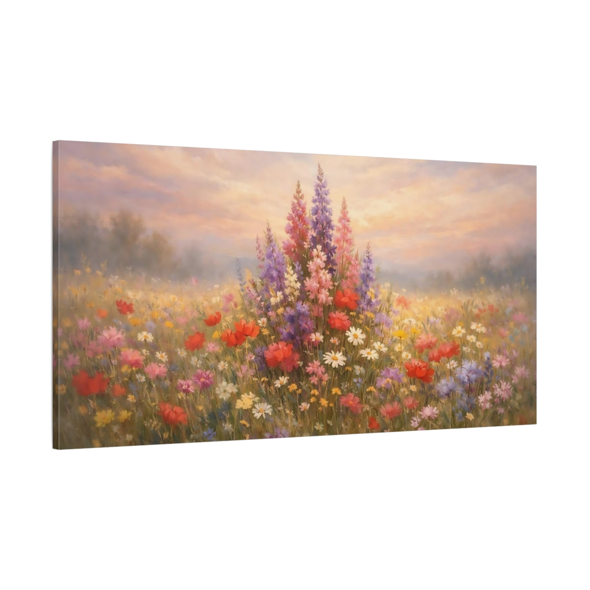 Main Mockup. Nature Wildflowers Pastel Wildflowers shown as stretched canvas wall art