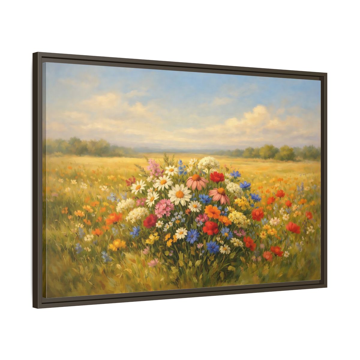 Side Mockup 9. Nature Wildflowers Vibrant Wildflowers shown as stretched canvas wall art