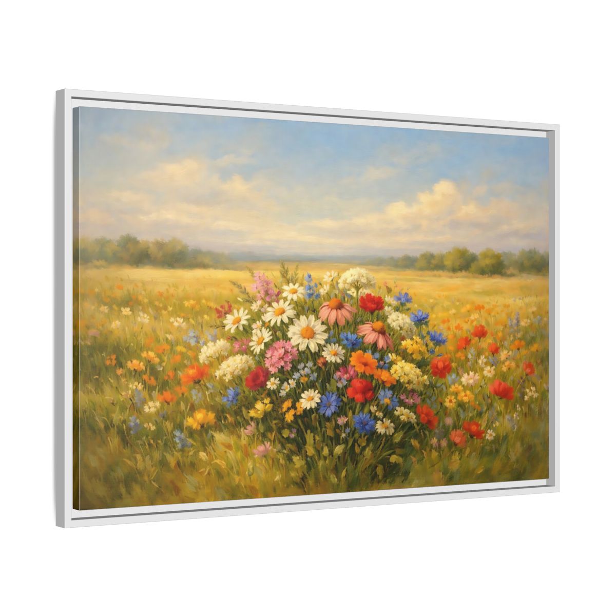 Side Mockup 8. Nature Wildflowers Vibrant Wildflowers shown as stretched canvas wall art