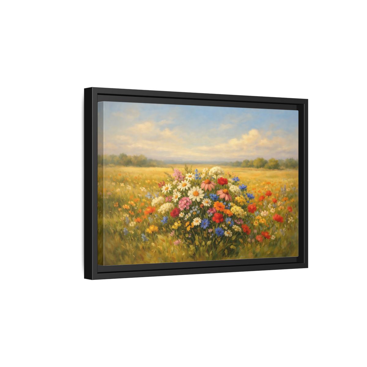Side Mockup 6. Nature Wildflowers Vibrant Wildflowers shown as stretched canvas wall art