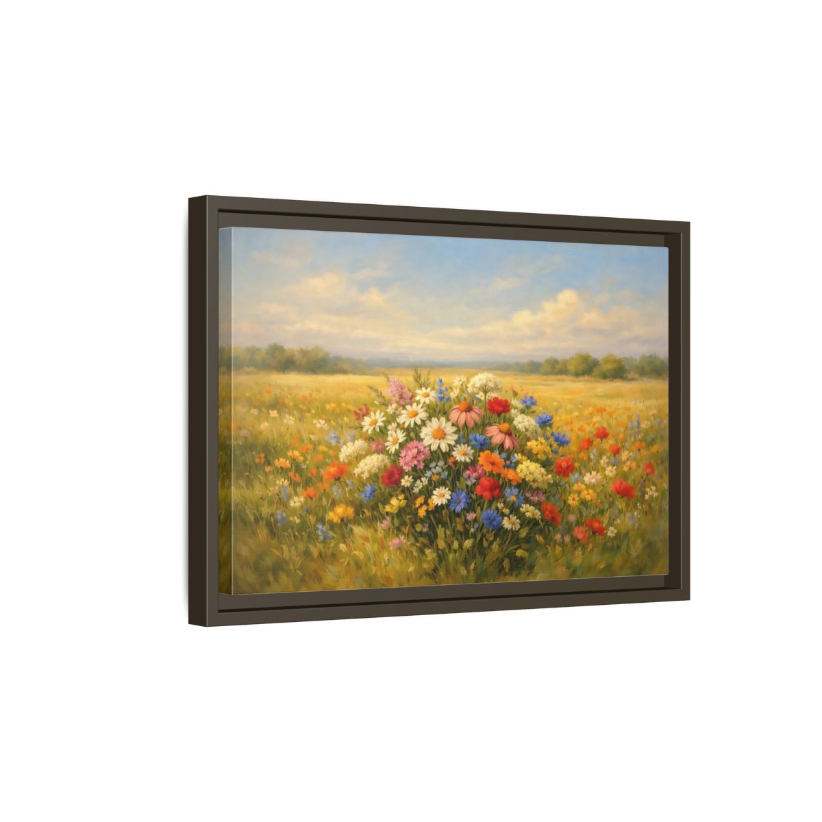 Side Mockup 5. Nature Wildflowers Vibrant Wildflowers shown as stretched canvas wall art