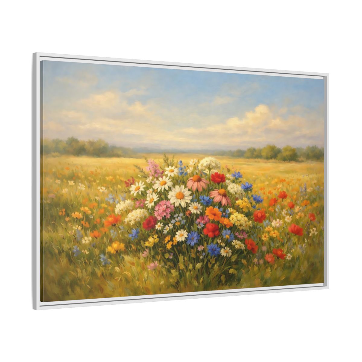 Side Mockup 7. Nature Wildflowers Vibrant Wildflowers shown as stretched canvas wall art