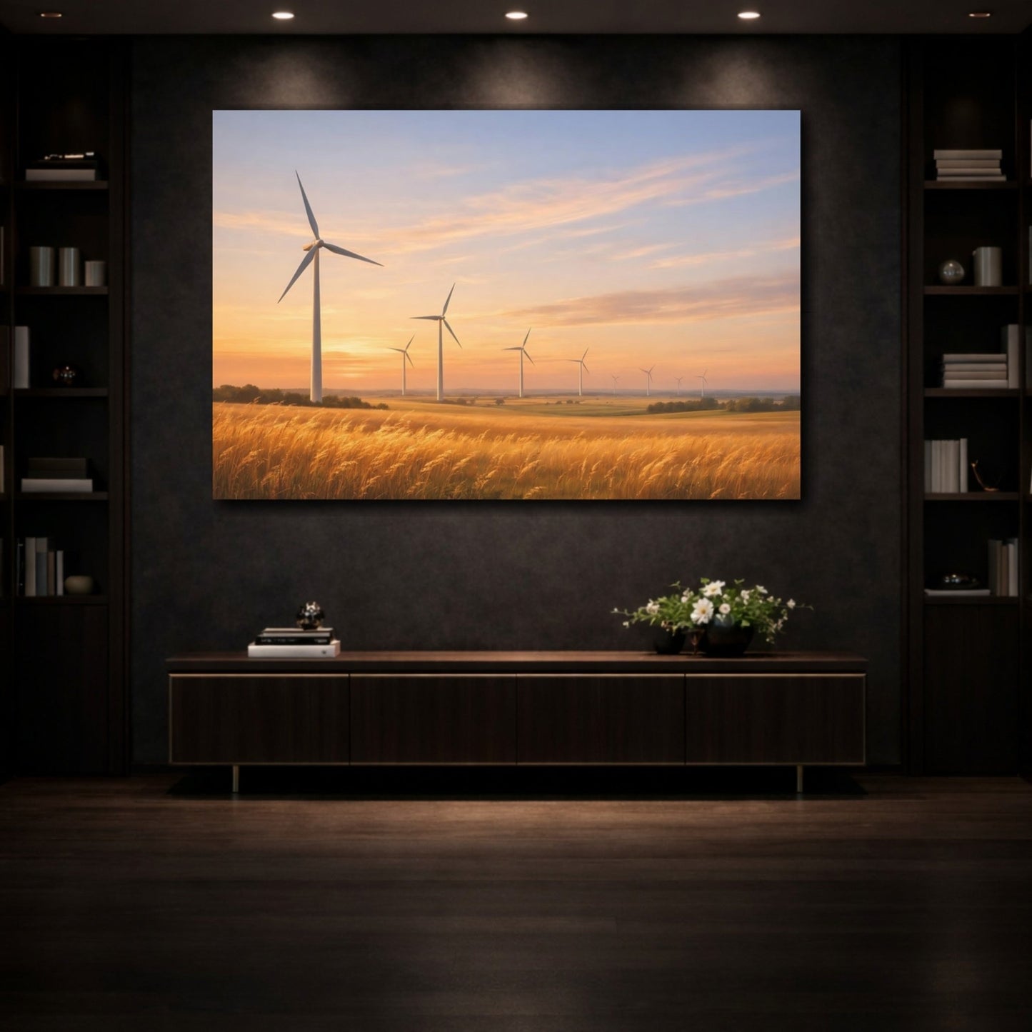 Nature Wind Farm Golden Hour - Canvas Wall Art Print - YesArtYes