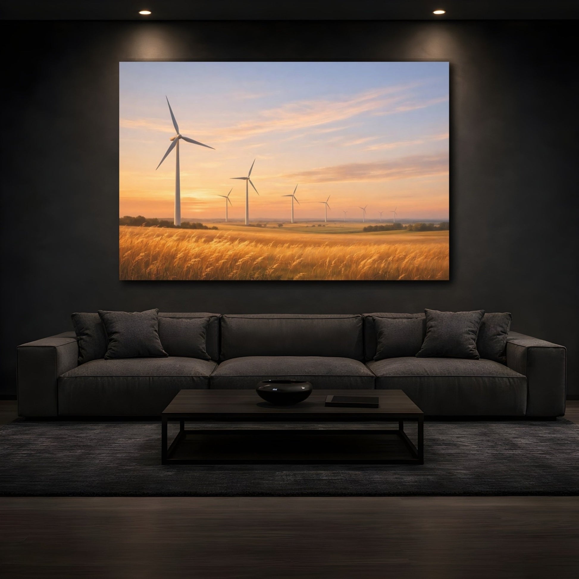 Nature Wind Farm Golden Hour - Canvas Wall Art Print - YesArtYes