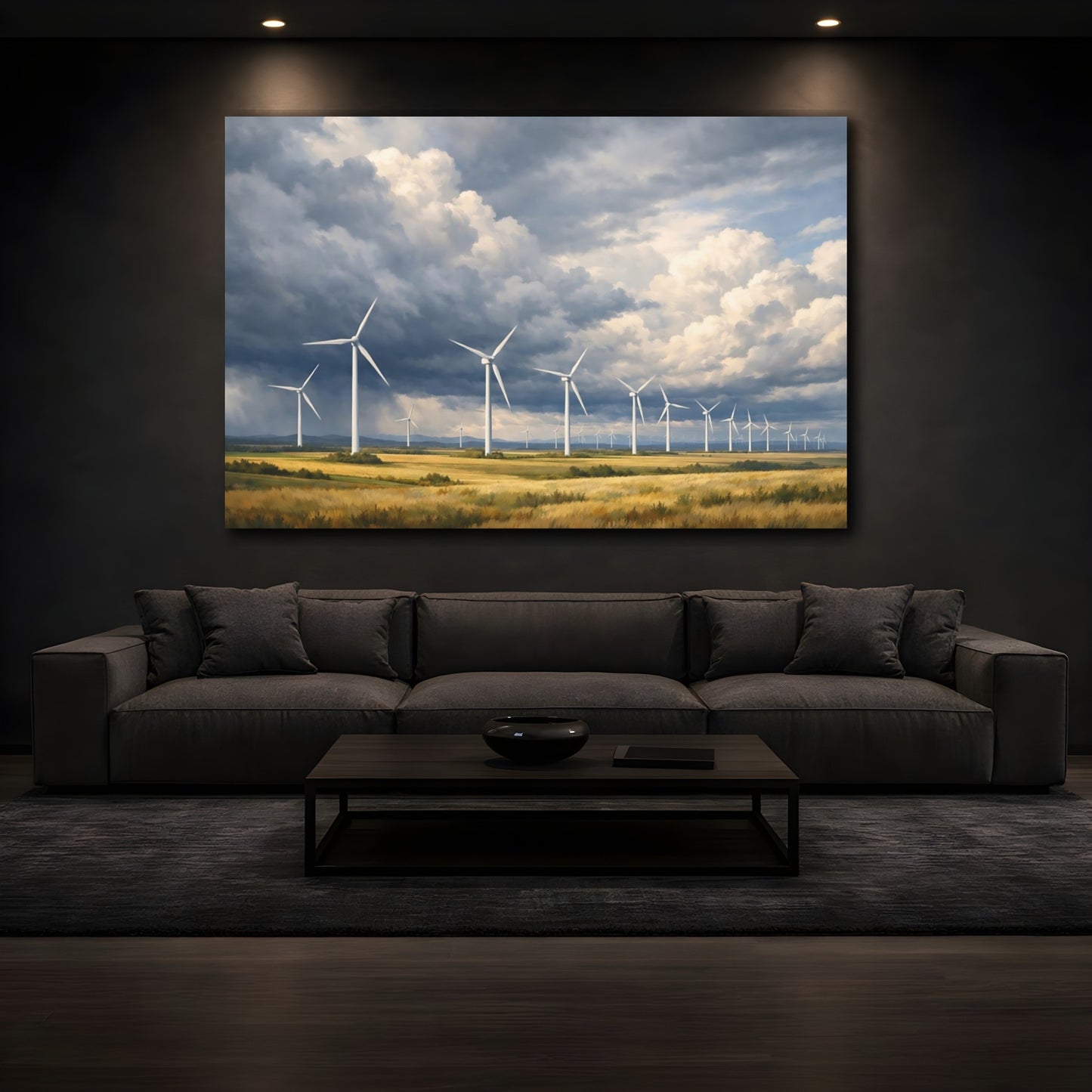 Mockup 2. Nature Wind Farm Wind Farm Energy shown as stretched canvas wall art