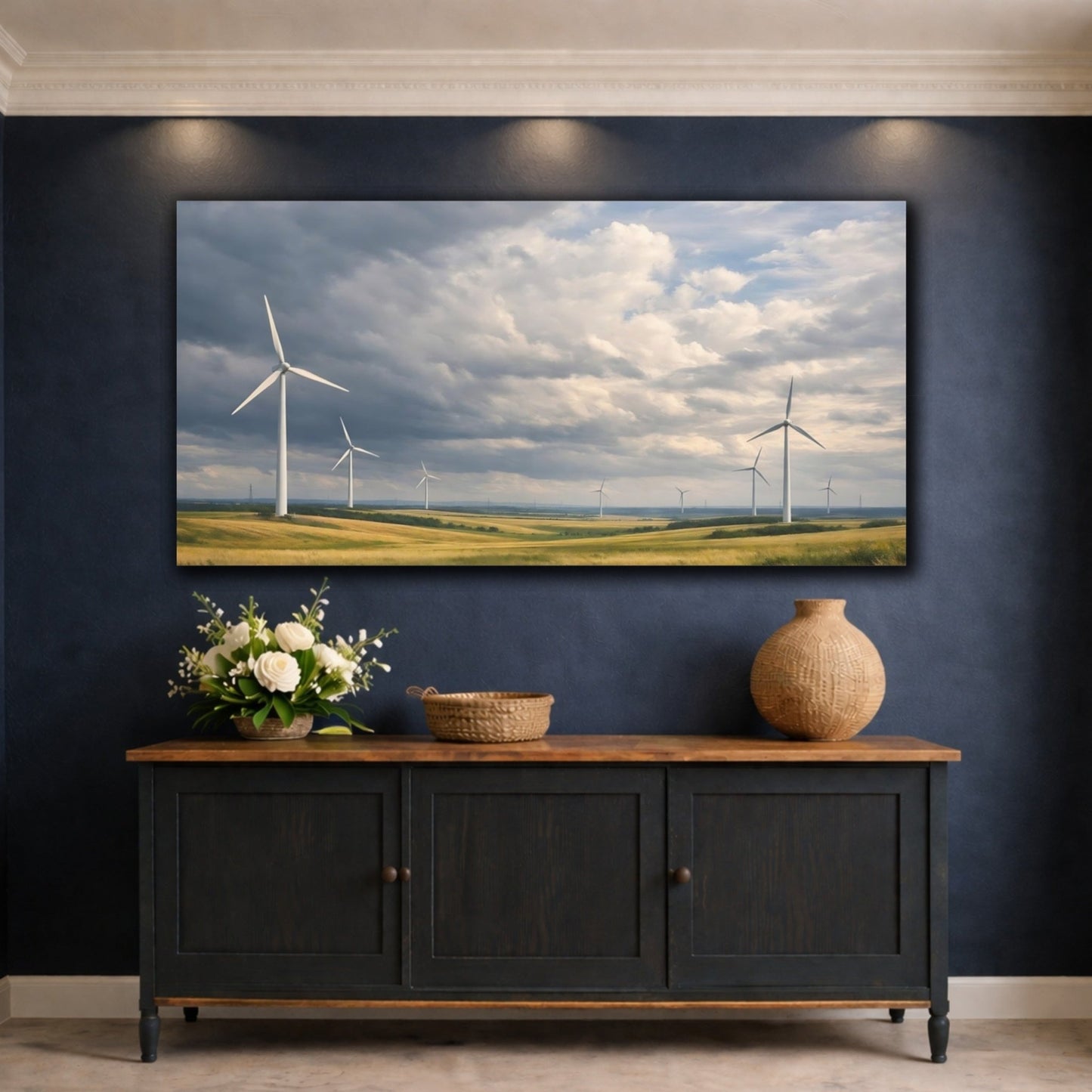Nature Wind Turbines Farm Landscape - Canvas Wall Art Print - YesArtYes