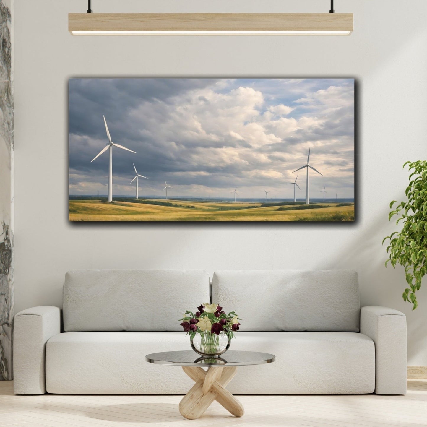 Nature Wind Turbines Farm Landscape - Canvas Wall Art Print - YesArtYes
