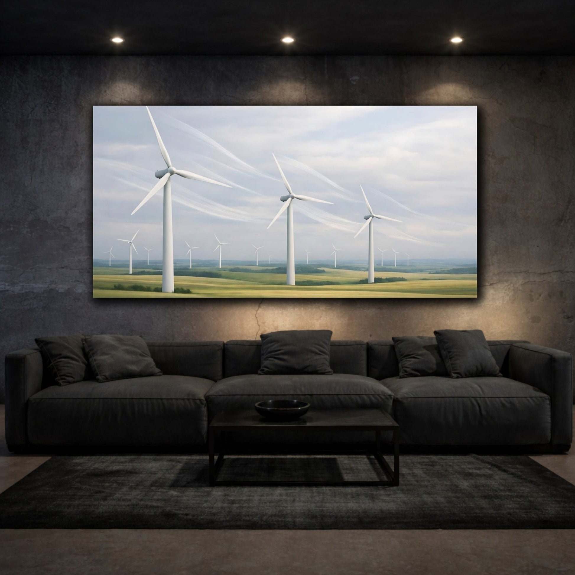Nature Wind Turbines Farm Landscape - Canvas Wall Art Print - YesArtYes