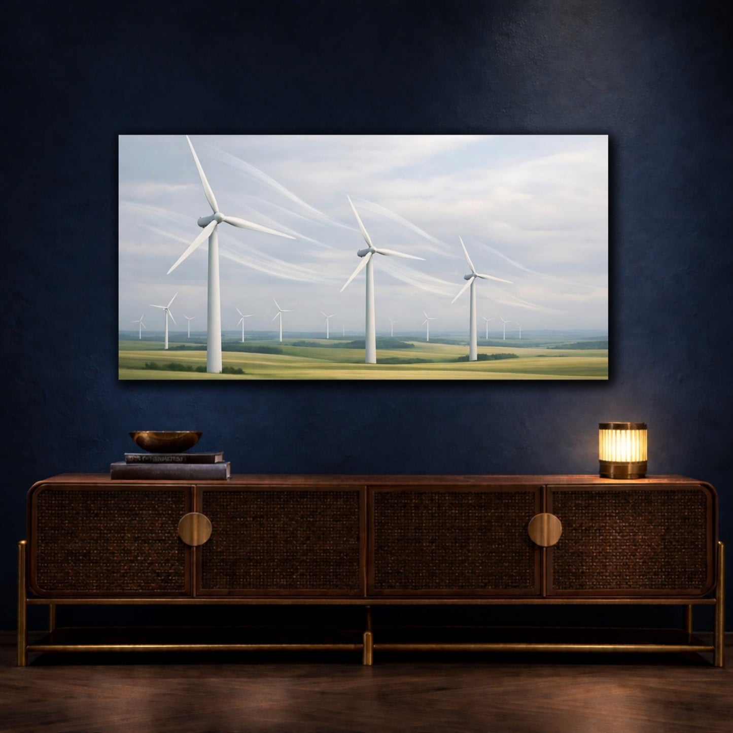 Nature Wind Turbines Farm Landscape - Canvas Wall Art Print - YesArtYes