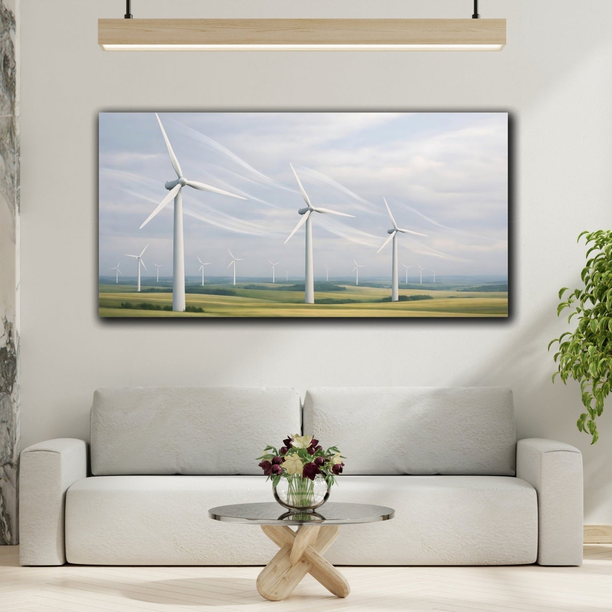 Nature Wind Turbines Farm Landscape - Canvas Wall Art Print - YesArtYes