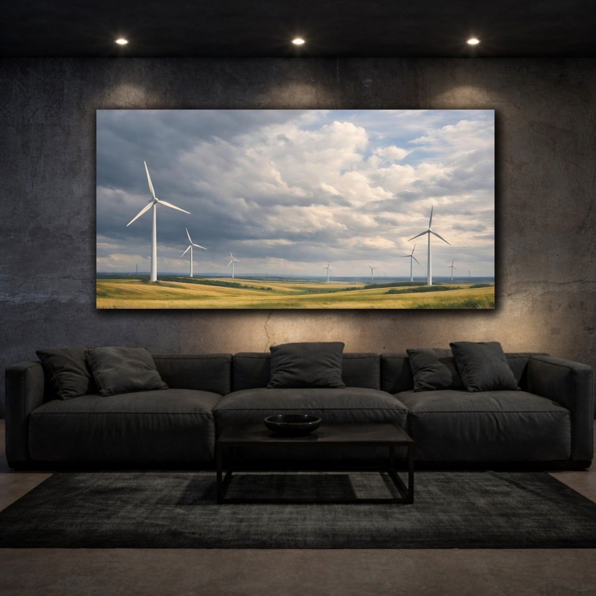 Nature Wind Turbines Farm Landscape - Canvas Wall Art Print - YesArtYes
