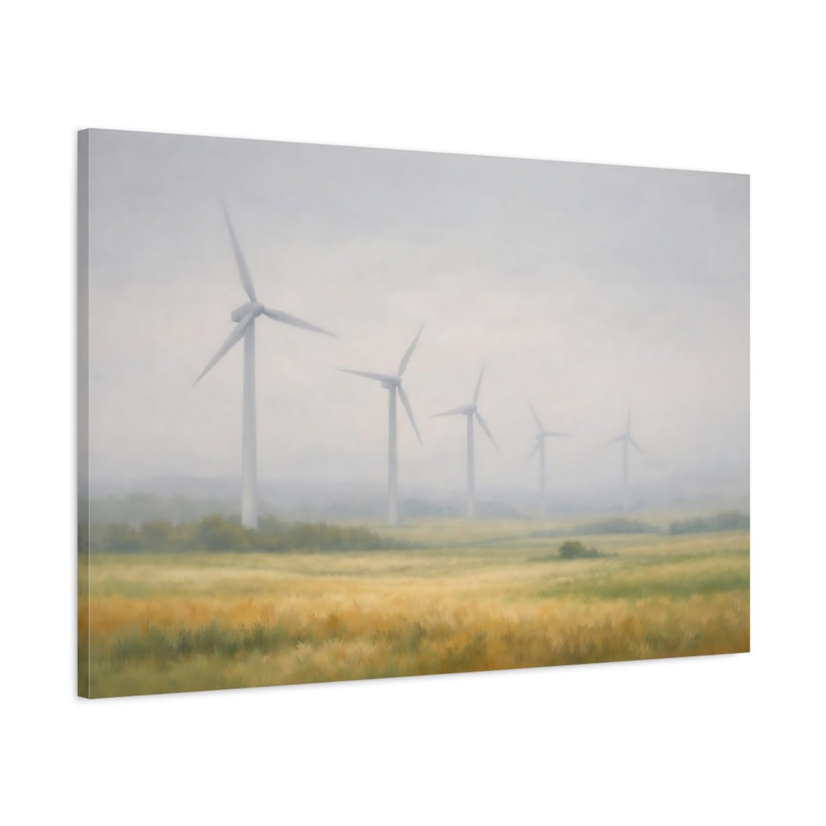 Nature Wind Turbines Misty Landscape - Canvas Wall Art Print - YesArtYes