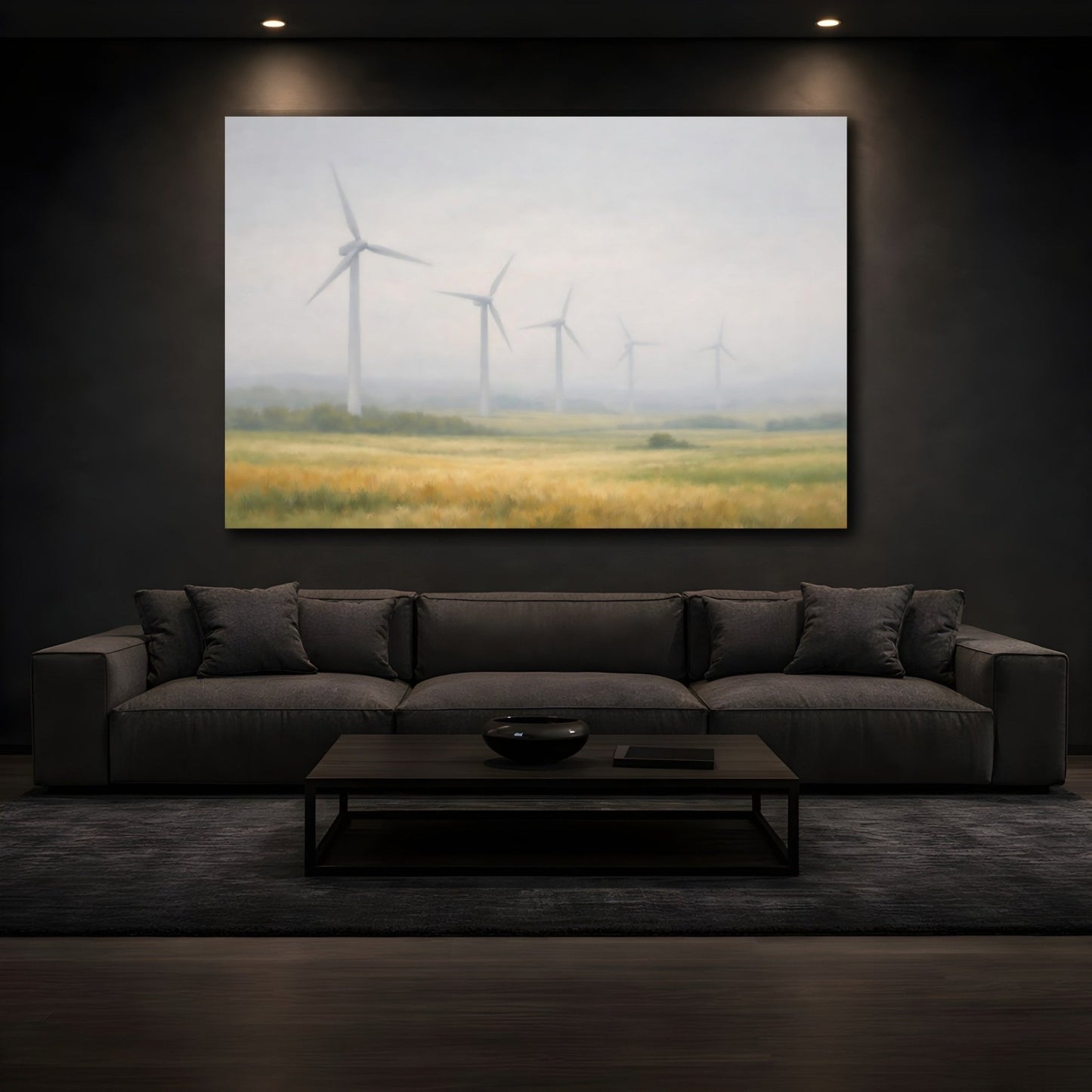 Nature Wind Turbines Misty Landscape - Canvas Wall Art Print - YesArtYes