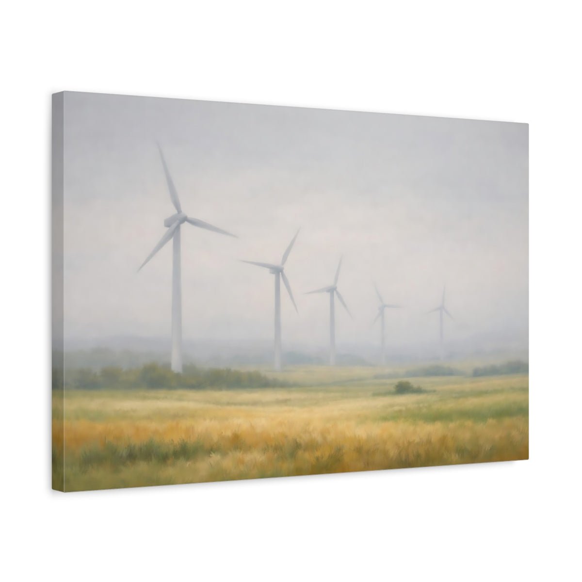 Nature Wind Turbines Misty Landscape - Canvas Wall Art Print - YesArtYes