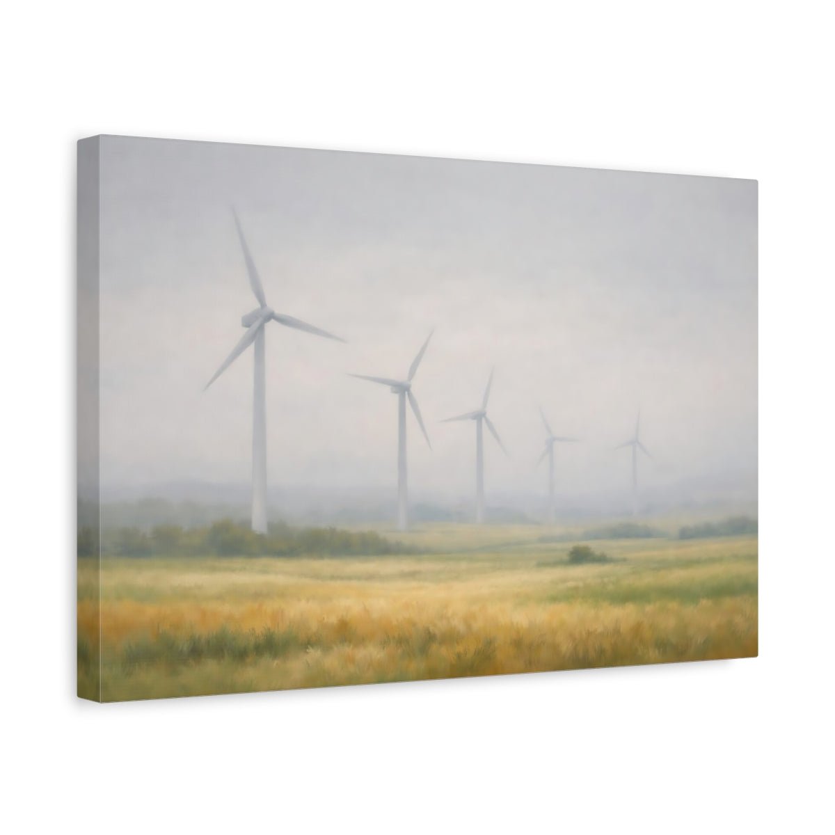 Nature Wind Turbines Misty Landscape - Canvas Wall Art Print - YesArtYes