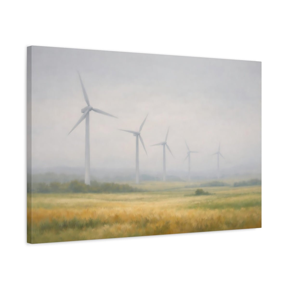Nature Wind Turbines Misty Landscape - Canvas Wall Art Print - YesArtYes