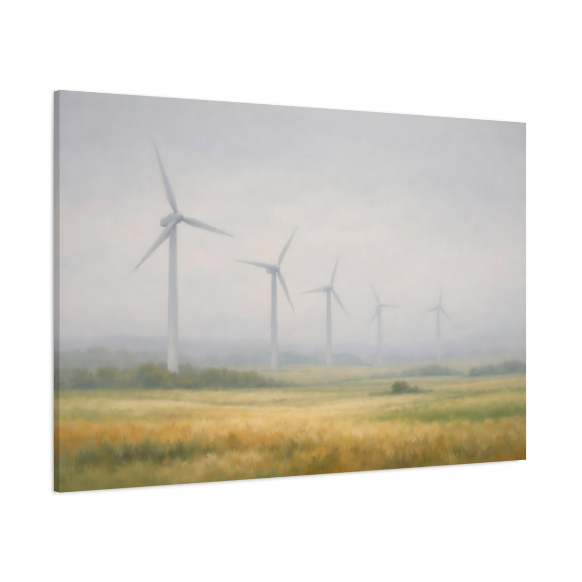 Nature Wind Turbines Misty Landscape - Canvas Wall Art Print - YesArtYes