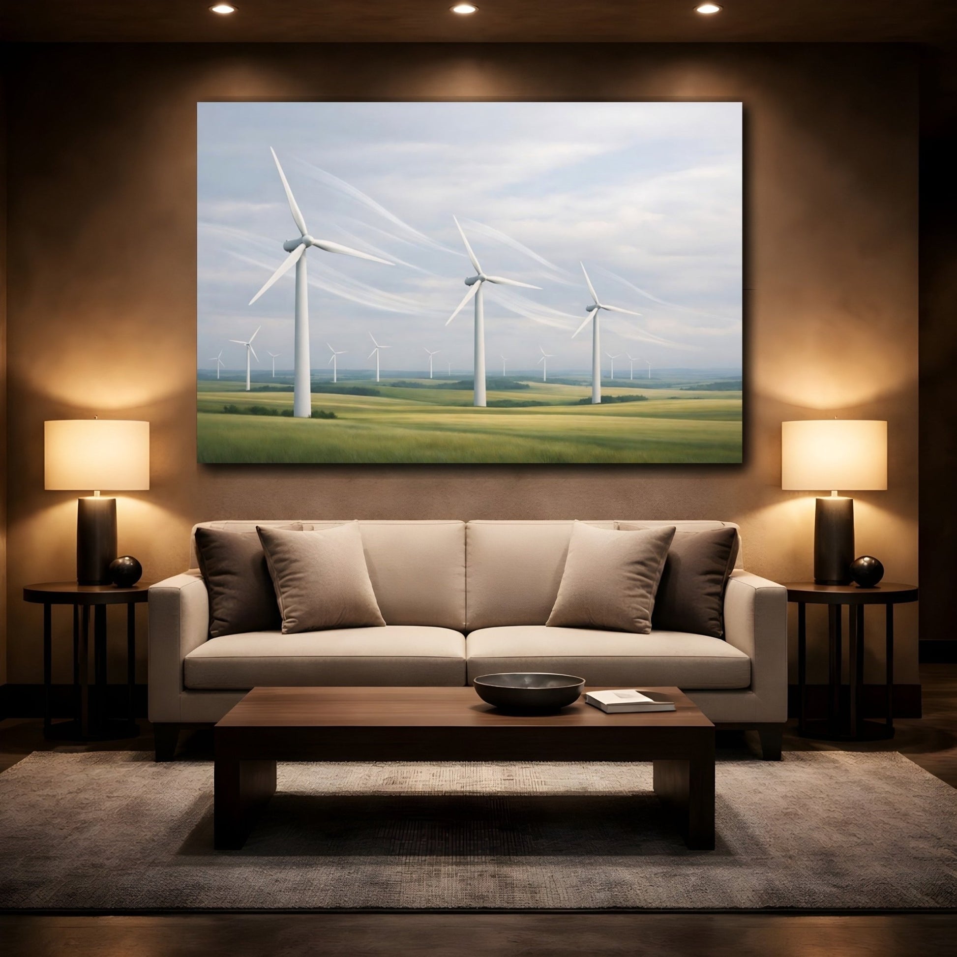 Nature Wind Turbines Turbine Field - Canvas Wall Art Print - YesArtYes