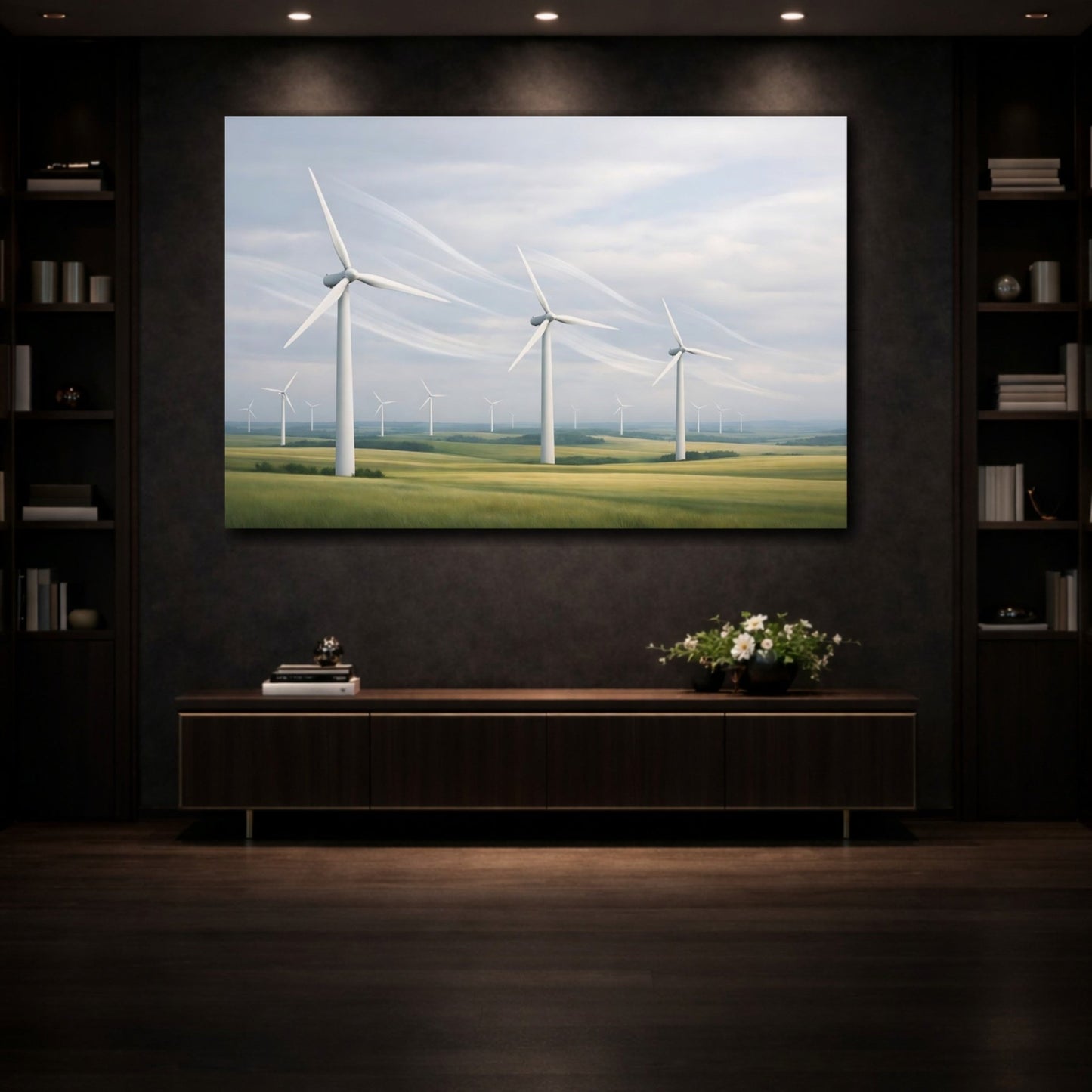Nature Wind Turbines Turbine Field - Canvas Wall Art Print - YesArtYes